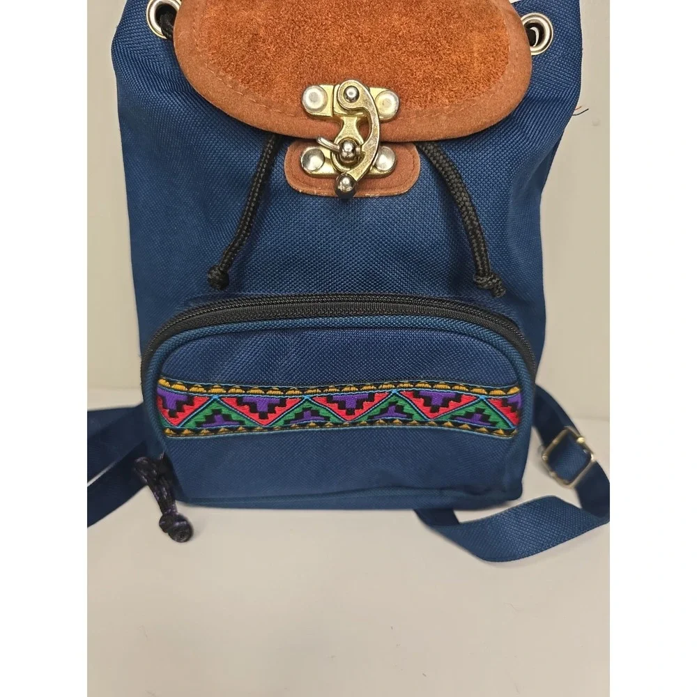 Vintage 90s Southwestern Mini Backpack Travel Purse Aztec Grunge Boho Fest Y2k